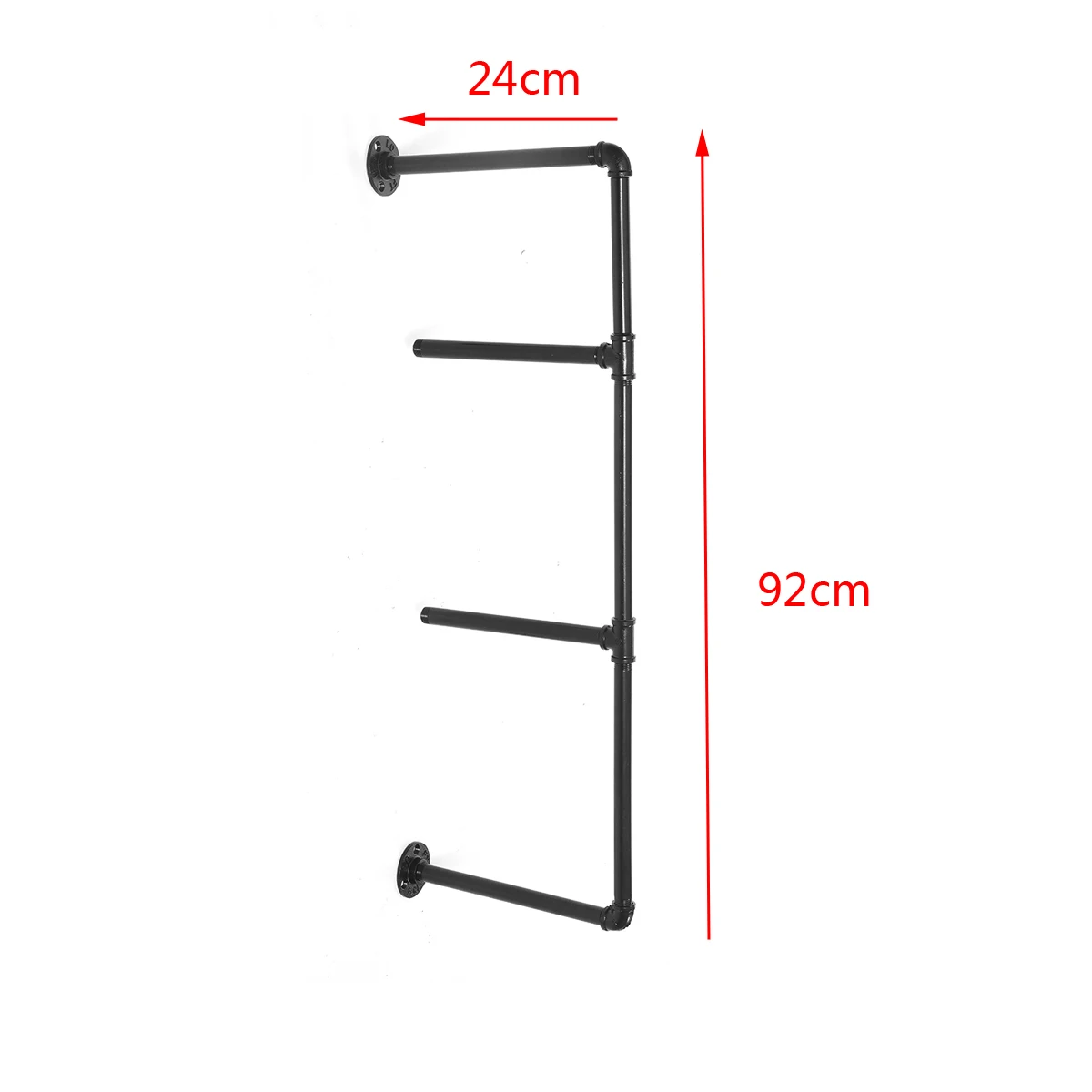 2 шт 4 ярусная полка промышленная мебель настенное крепление для полок подвесные полки для хранения железные трубы черные DIY полки для труб - Цвет: 24