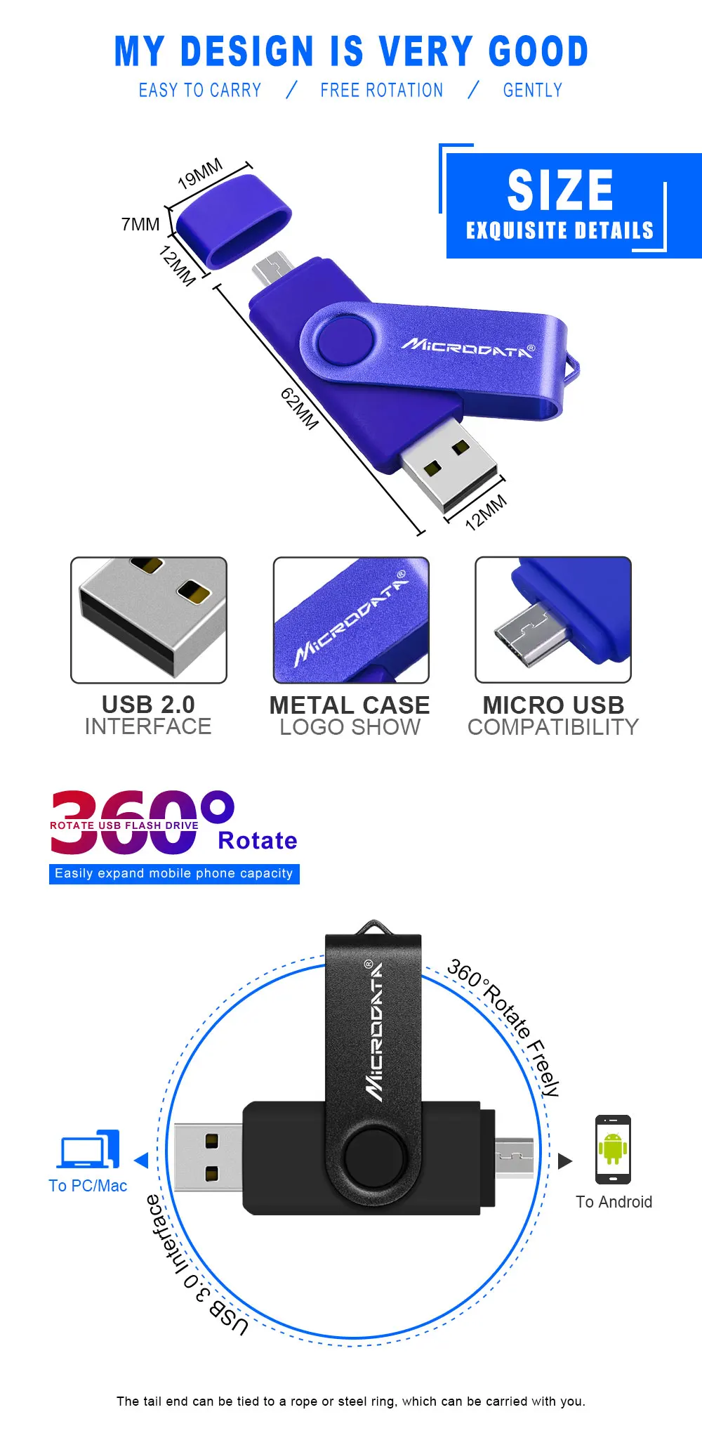 OTG USB флеш-накопитель 32 Гб 16 Гб Флешка для смартфона/планшета/ПК USB2.0 Поворотная USB флешка 64 ГБ 8 ГБ реальная емкость