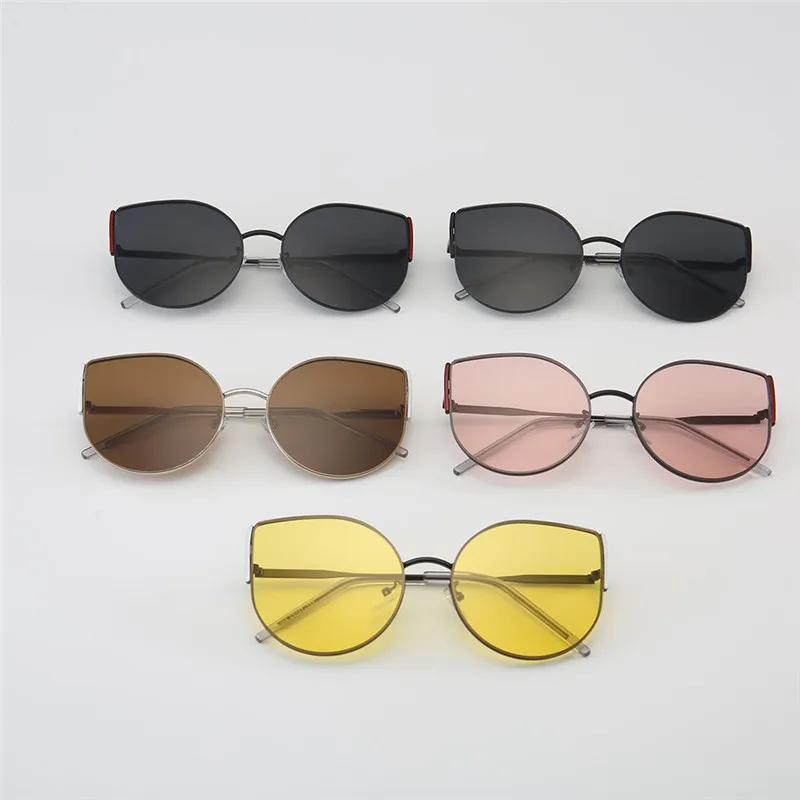 

2019 Hot Fashion New Cat Eye sunglasses women cute polarized Retro Framed Triangle UV400 sun Metal glasses New
