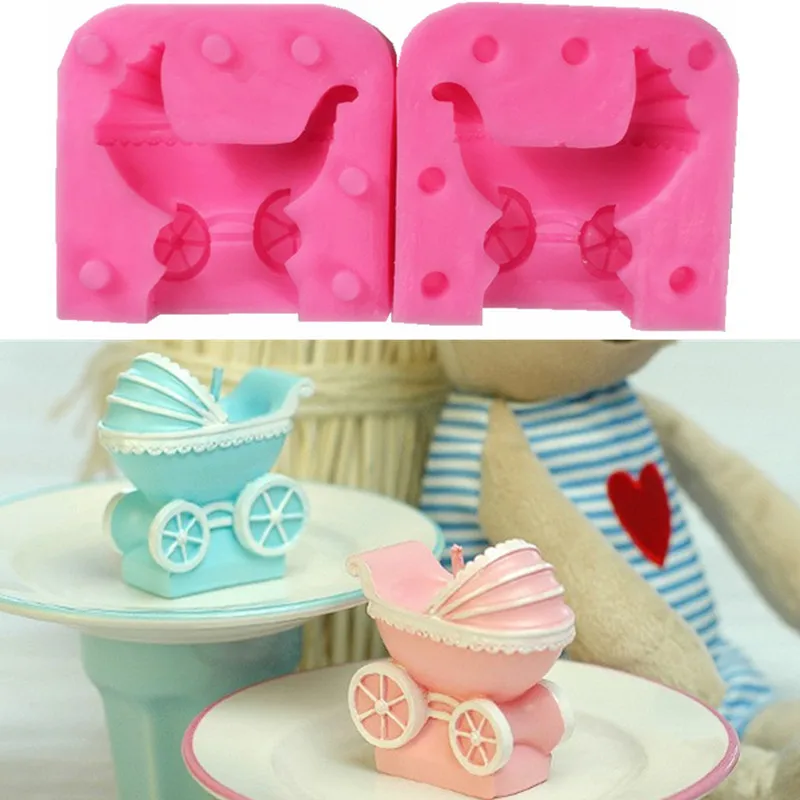 

2pcs/set Baby Carriage Mold Fondant Mold Resin Clay Chocolate Candy Silicone Cake Mould Fondant Cake Decorating Tools