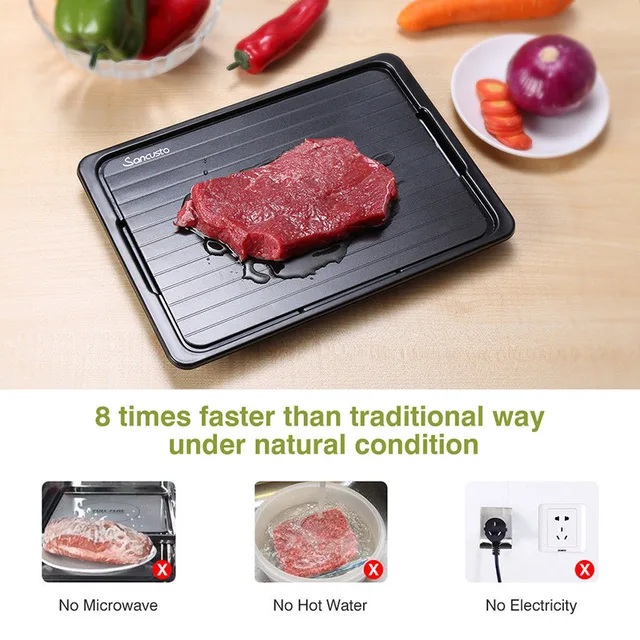 Fast defrosting tray with cleaner 
