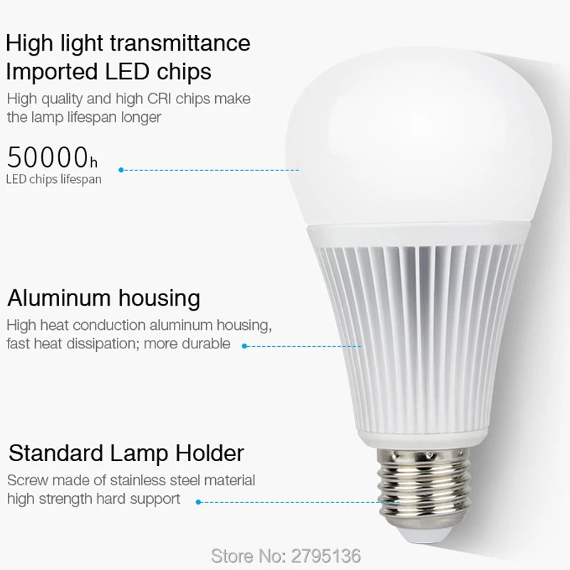 9W E27 DMX512 RGB+CCT LED Light Bulb AC100~240V can 2.4GHz RF Remote Controllable led bulbs for home restaurant bar decoration