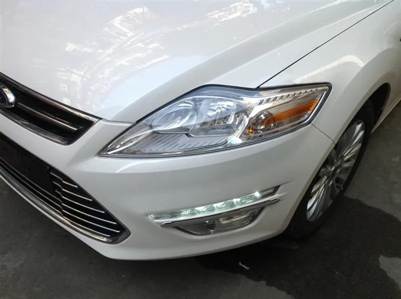 Автомобильный мигающий 1 пара для Ford Mondeo Fusion 2011 2012 2013 светодиодный DRL дневные ходовые огни Светодиодный дневной светильник противотуманный светильник с желтым