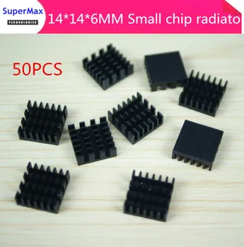 

50 PCS 14*14*6MM Small chip radiator Black aluminum radiator Router fiber cat