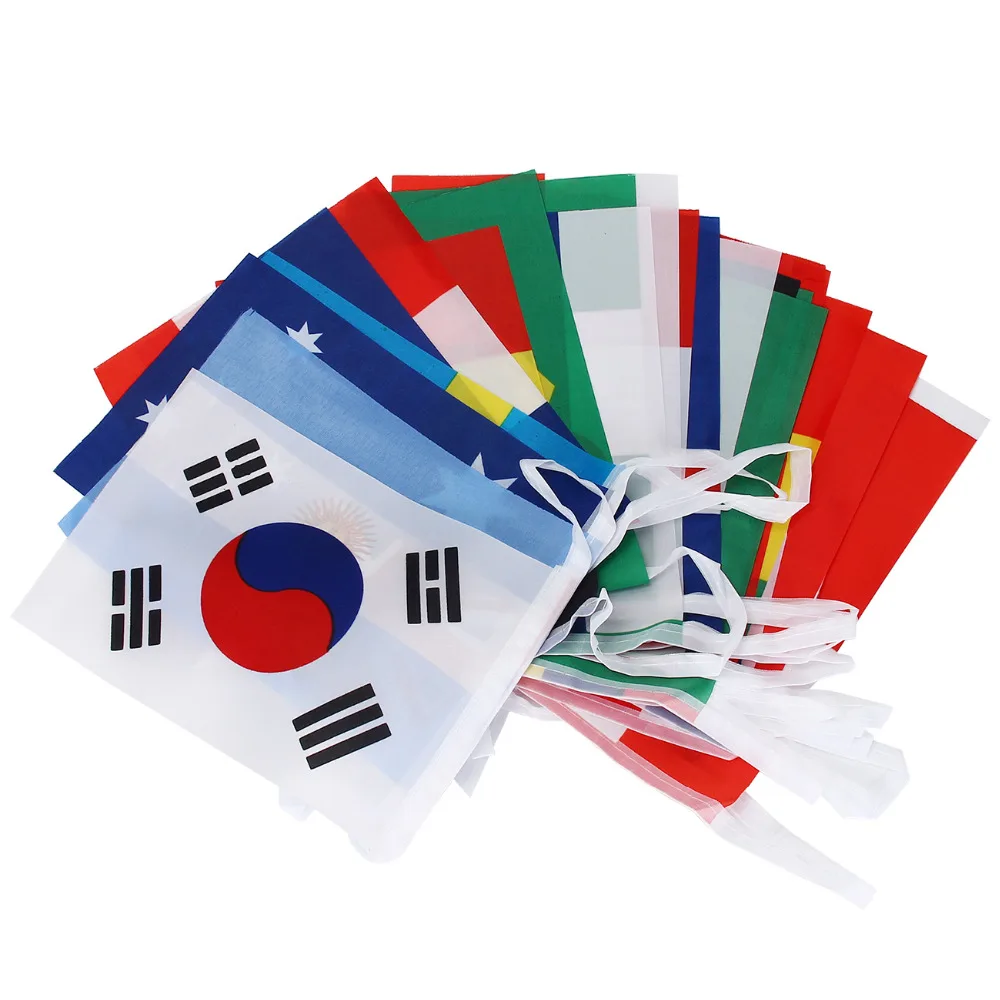 

32 Team National Flag Country World Banner Bunting 20*30cm Bar Lottery Shop Fan Hanging Flag