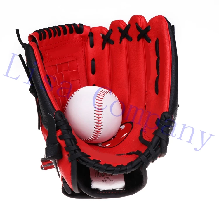 11 inch red colour left hand high quality PVC baseball glove non slip