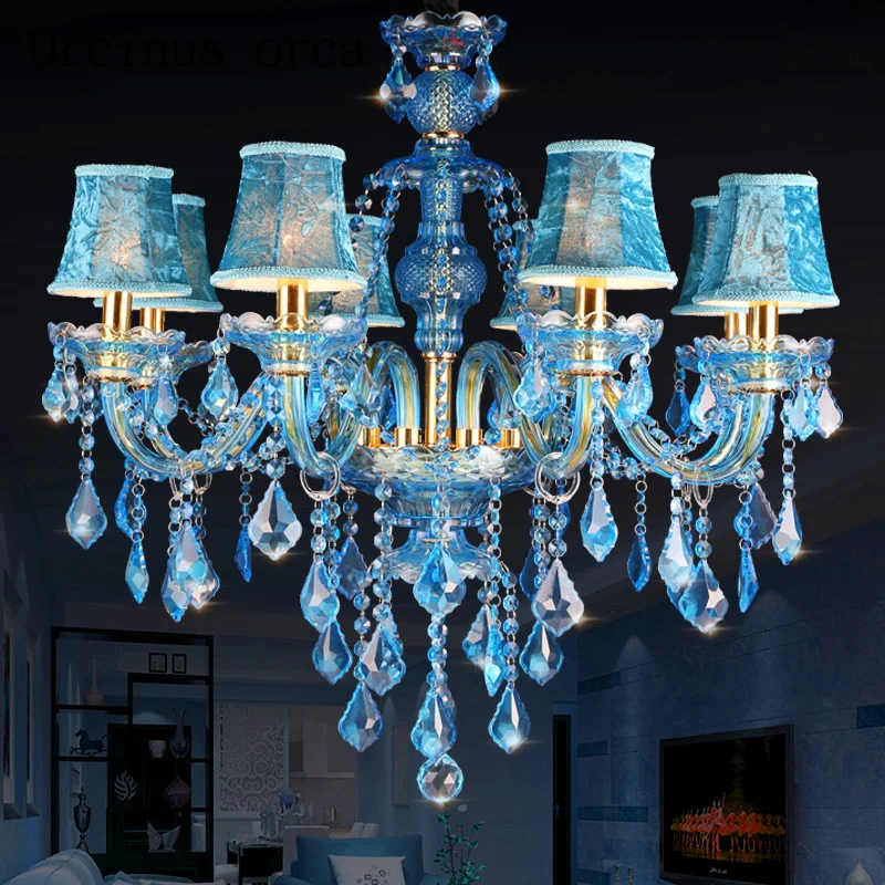 Mediterranean Blue crystal chandeliers bars guest rooms lobby post