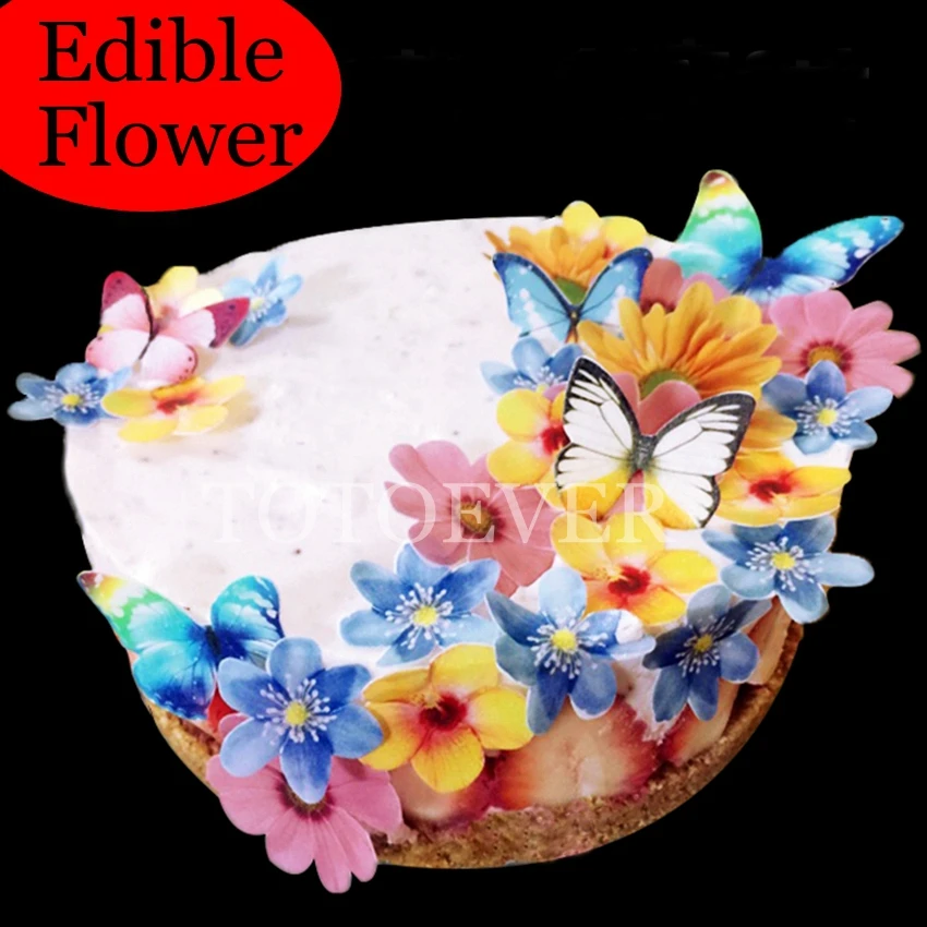 35pcs 3D Edible Flower Cake Decoration Wedding Birthday