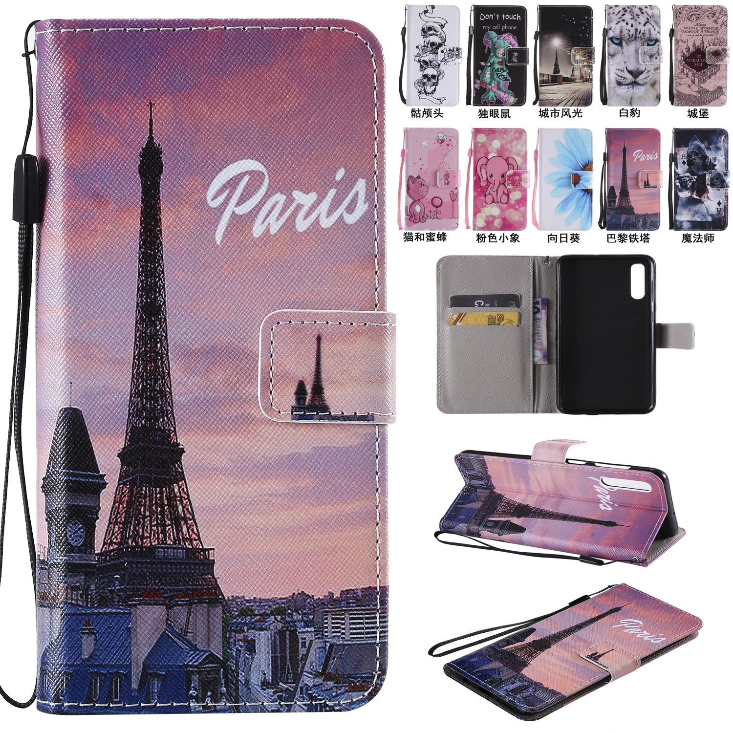 

Colourful Cartoon Patterned Case For Samsung Galaxy A20 A30 A40 A50 A70 A6S Multifunction Phone Cover For Galaxy M30 Case Fundas