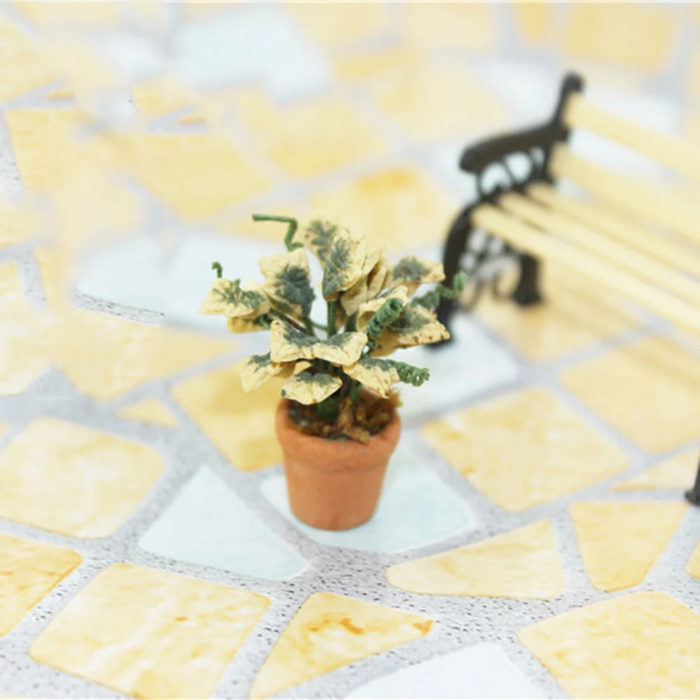 1/12 Dollhouse Miniature Accessories Mini Potted Plants Simulation