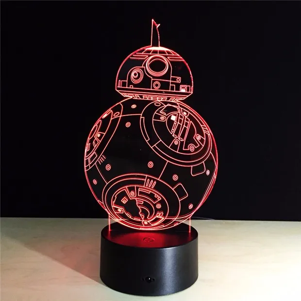 С принтом «Звездные войны» BB8 Sphero Droid 3D ночник BB-8 фигурка робота лампа-игрушка 7 цветов меняется дети подарок домашний декор Прямая