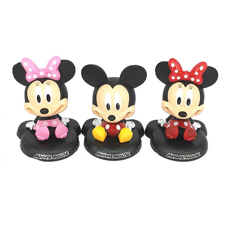 

1pcs 12cm Cartoon Animal mouse Mickey Minnie figure toy red Minnie mouse model Action figures Head shake car decoration