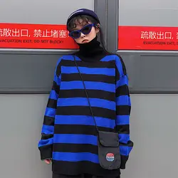2019 осень зима Harajuku цветной полосатый вязаный свитер тот же ленивый Бриз свободный свитер большого размера Мужской Женский Стиль Тренд cc239