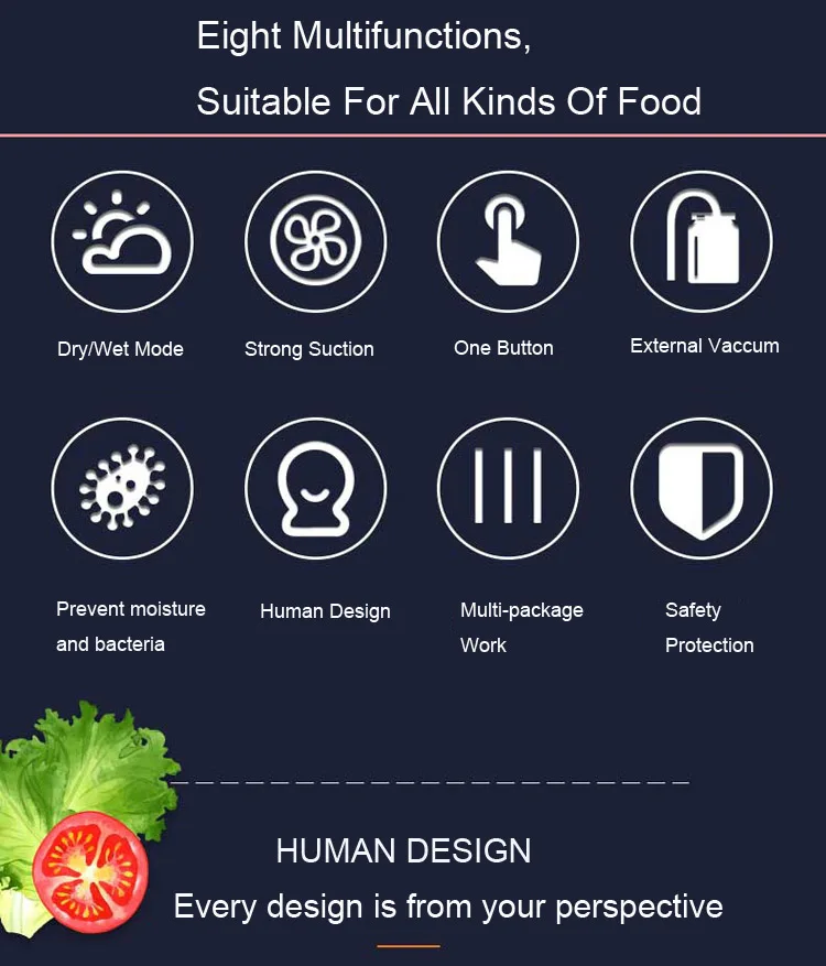 Household Food Vacuum Sealer Packaging Machine With 10pcs Bags Free 220V 110V Automatic Commercial