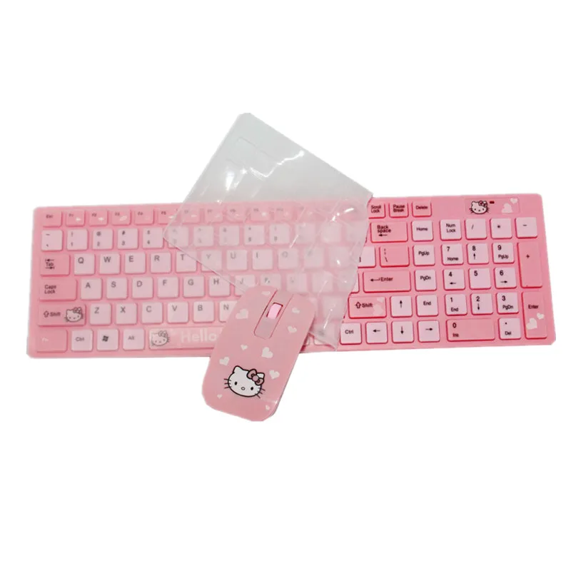 

Hello Kitty keyboard and mouse wireless set cute girls ultra-thin notebook computer USB mouse and keyboard suite