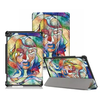 

100PCS/Lot Slim Luxury Print PU Cover For Huawei Mediapad M5 Lite 10 Flip Stand Leather Case 10.1''