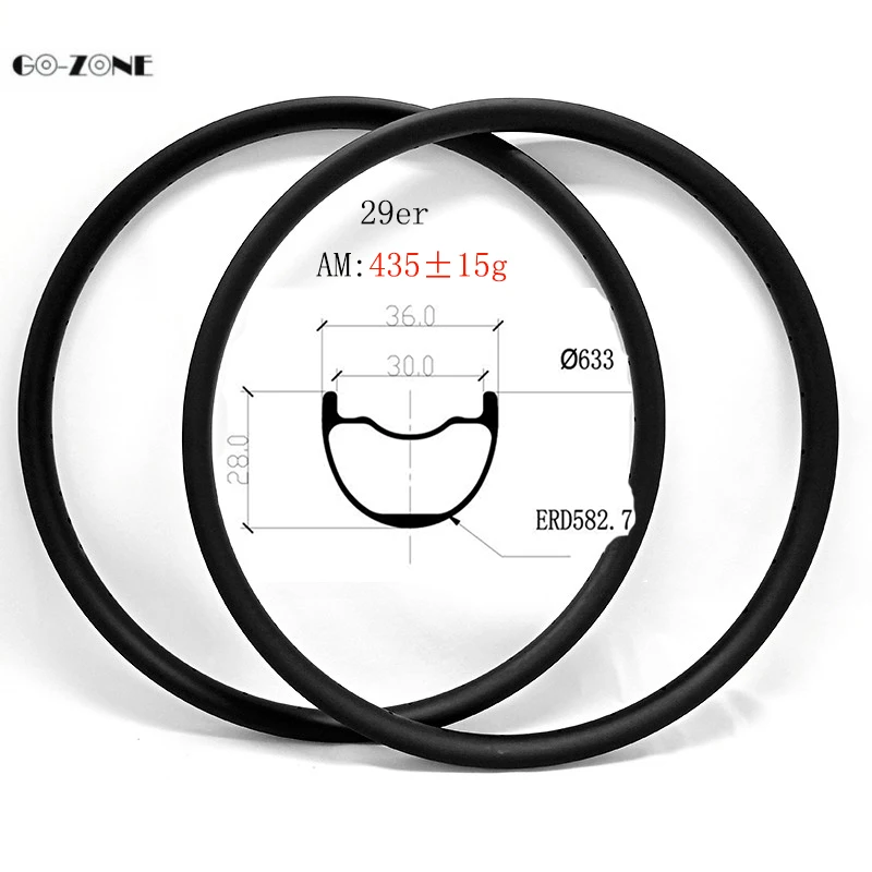 

Go-zone 29inch mtb carbon wheel rim 36mm width 28mm depth tubeless AM 29er mountain disc brake rims glossy/matte 24H 28H 32H 36H
