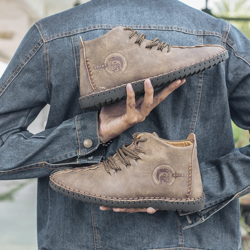 Koop 2018 Nieuwe Warm Houden Winter Mannen Laarzen Hoge Kwaliteit Split Lederen Casual Mannen Schoenen Met Pluche Fahsion Laarzen Big Size 40 ~ 48