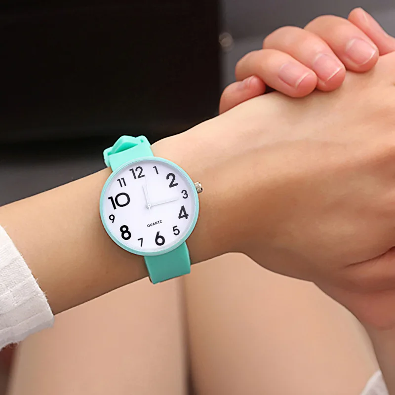 Модные силиконовые наручные часы для женщин, женские часы, новинка, кварцевые наручные часы для женщин, женские часы Hodinky Montre Femme - Цвет: mint green