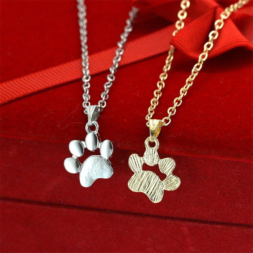 Cute Pets Dogs Footprints Paw Chain Pendant Necklace Sweater necklace