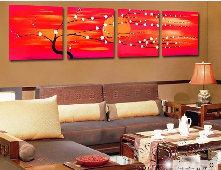 Modern Abstract Oil Painting On Canvas Guaranteed Red Sun Meaning Lucky Free Shipping Painting 