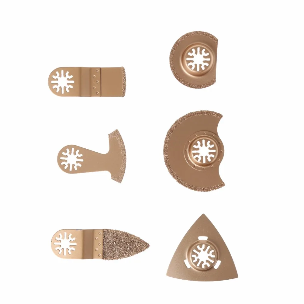 6Pcs Carbide Oscillating Multi Tool Saw Blade For Tile Grout Mortar