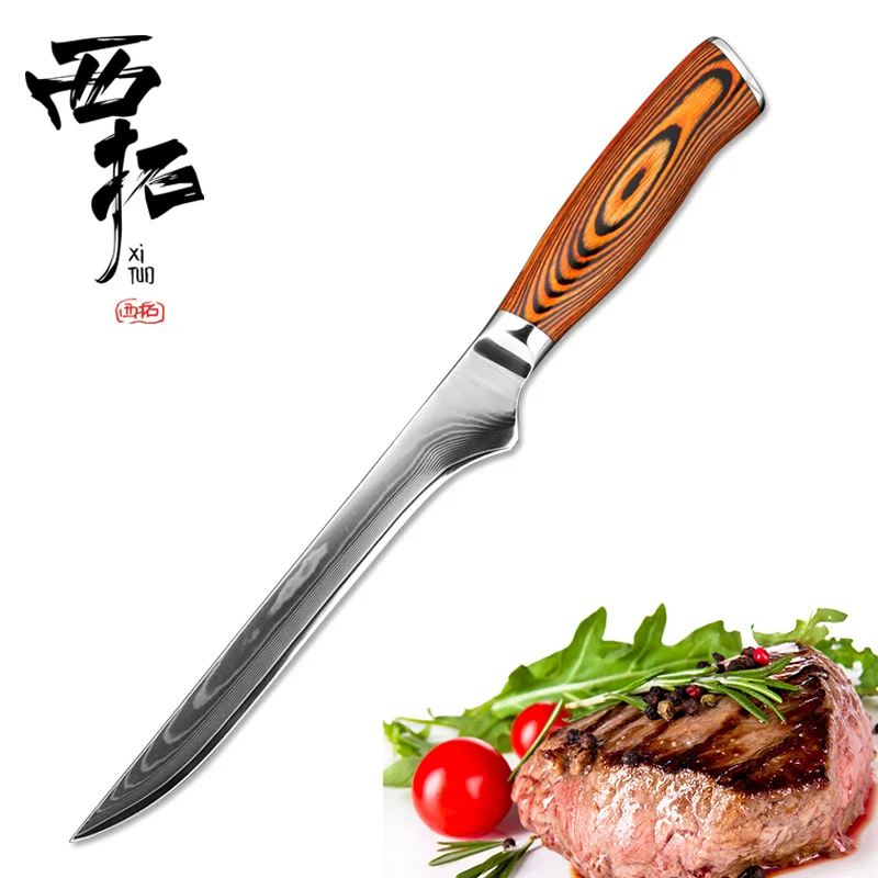 Najtaniej XITUO damaszek steel VG10 profesjonalne odkostnianie nóż szefa kuchni ostre cięcia mięsa praktyczne santoku narzędzia kuchenne wysokiej jakości