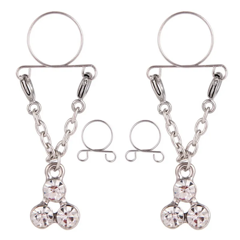 High Quality Geometric Surgical Steel Tassel Nipple Rings Women White