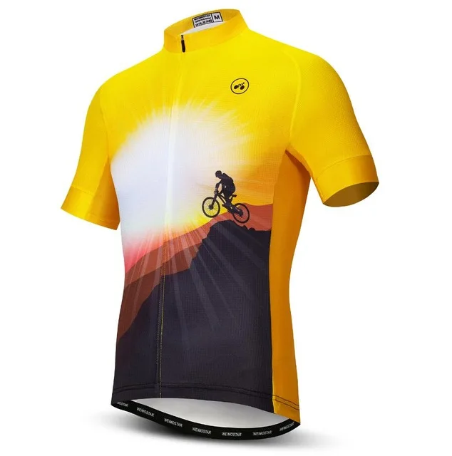 Велоспорт Джерси Мужская горная профессиональная велосипедная майка MTB велосипедные рубашки короткий рукав дорога Топы Ropa Ciclismo блузка езда зеленый - Цвет: 1