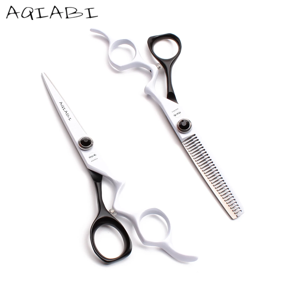 

A9016 6" AQIABI JP Steel 440C Hairdressing Scissors Cutting Scissors Thinning Shears Human Hair Scissors Professional Hairstyle