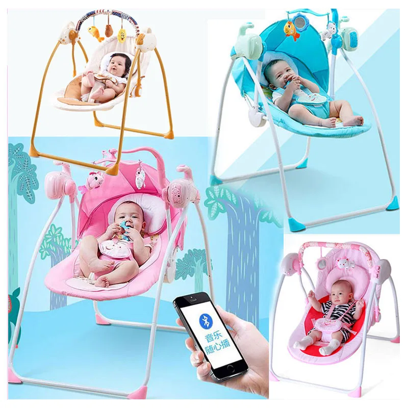 

Bluetooth Remote Control Baby Toddler Swing Newborn Rocking Chair Recliner Swinging Lounge Chair Cradle Bouncer 0~3 Years