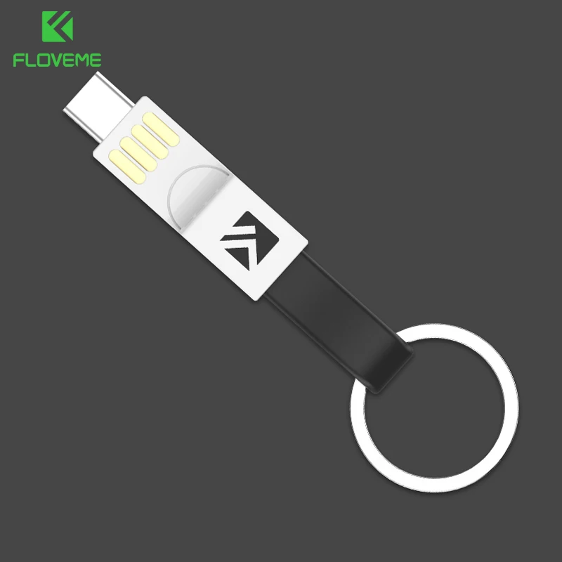 FLOVEME 3 в 1 брелок USB C кабель для type C Micro USB для Lightning Кабель для iPhone samsung Зарядка OTG адаптер для передачи данных - Цвет: Black