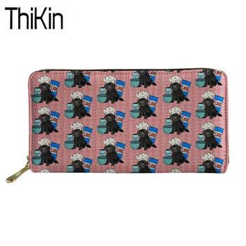 

Thikin Cute Coin Pouch Women Newfoundland Dogs Printing Wallets Ladies Luxury Design Purse for Females Long PU Leather Wallet