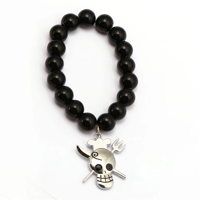 One Piece Luffy Zoro Sanji Bracelet Black Onyx Beads One piece