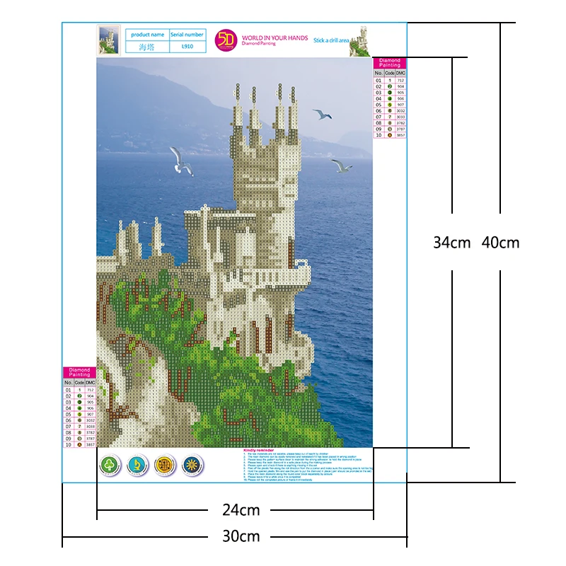 Рукоделие Приморский замок 5D DIY Алмазная картина вышивка крестиком морская башня Алмазная вышивка мозаичный узор домашний Настенный декор