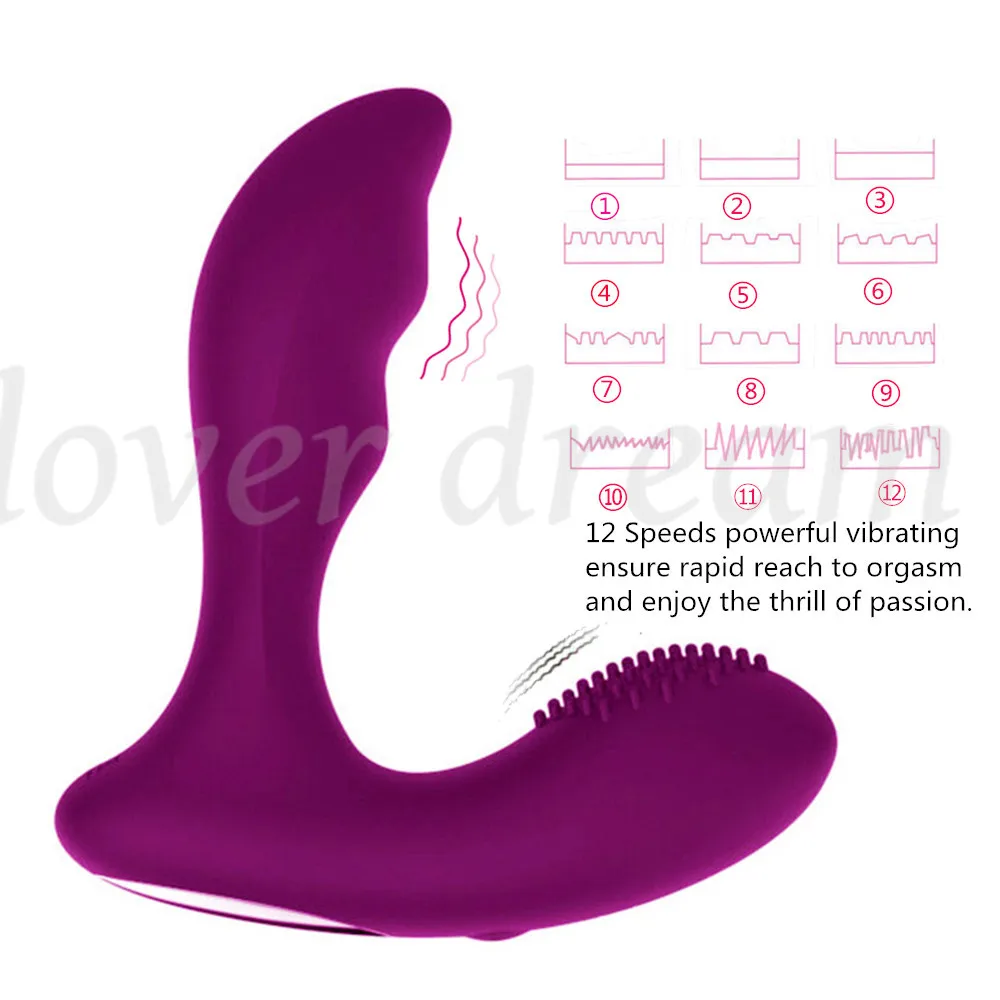 USB-Charge-12-Speeds-Prostate-Massager-Anal-Butt-Plug-Vibrator-Strapon-Dildo-Sex-Toys-For-Men