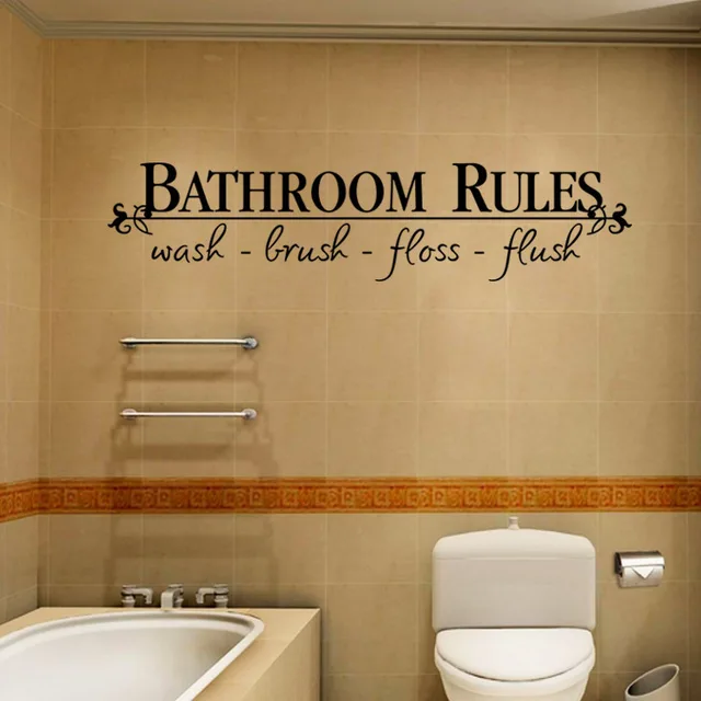 Bathroom Rules Waterproof Wall Decal Sticker Wash Brush Floss Flush Bathroom Rules Waterproof Wall Decal Sticker Wash Brush Floss Flush Quote Decoration Home Decor