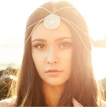 Bohemia Retro Silver Flower Disc Headbands Hair Wedding Accessories Hairbands Tiara Tassel Head Chain Bridal Jewelry