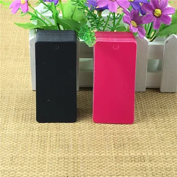 

Hot Rose Red Black Rectangle Blank Gift Tags Price Jewelry Hang Tag DIY Accept Custom Kraft Paper 8x4cm 100Pcs/Lot