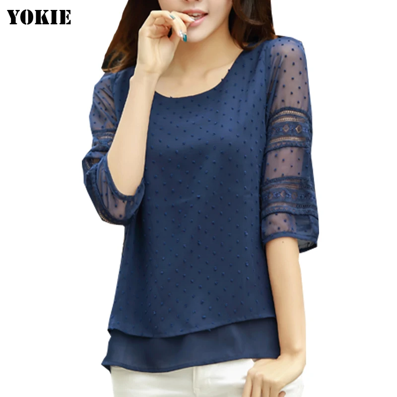 women blusas lace chiffon womens tops and blouses shirts 2018 summer ...