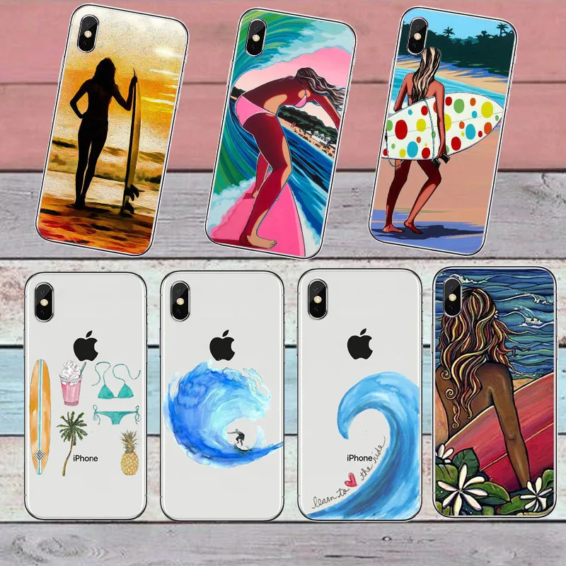 Мягкий прозрачный чехол для телефона из ТПУ серфинга и заката iPhone8 8Plus 7 7Plus 6DPlus 5S SE