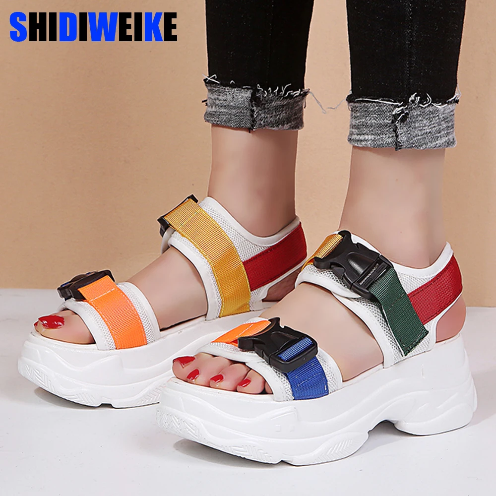 

2019 New Fashion Women Platform Sandals Ladies Casual Peep-toe Wedges Shoes Woman Sandalias Mujer Black White g187