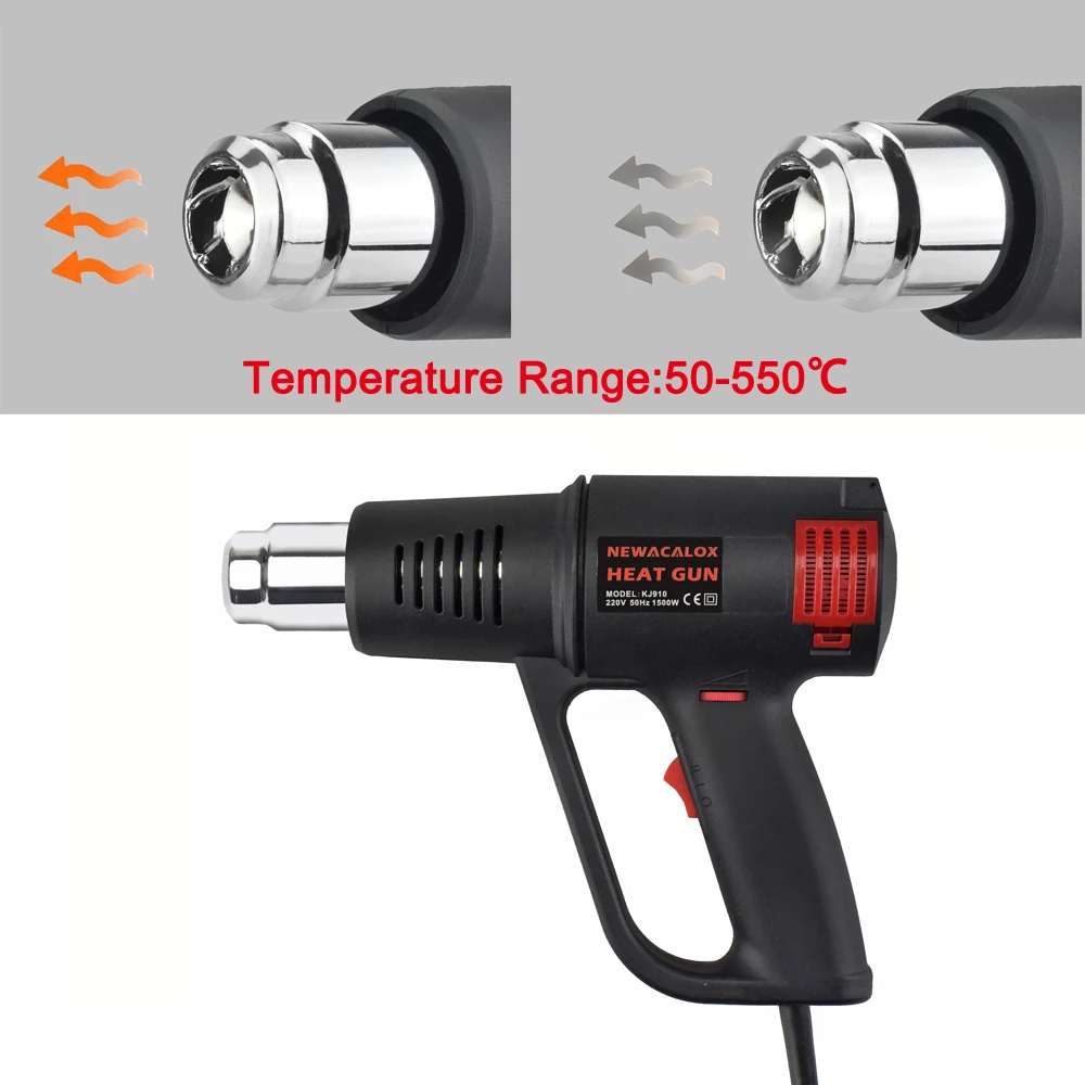NEWACALOX ЕС/США 1500 Вт промышленный электрический горячий воздушный пистолет бесступенчатый терморегулятор тепловой пистолет пластиковый фонарь автомобильный фен инструменты