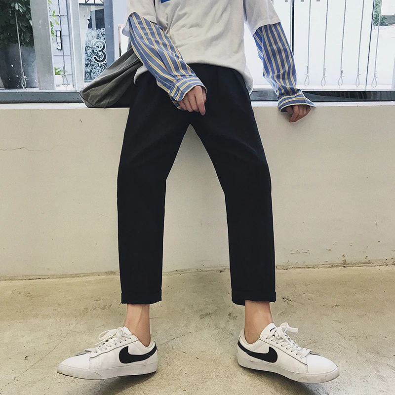 Fashion Casual Men's Harem Pants Spring And Autumn New M-2XL Solid Color Loose Straight Pants Personality Youth Popular