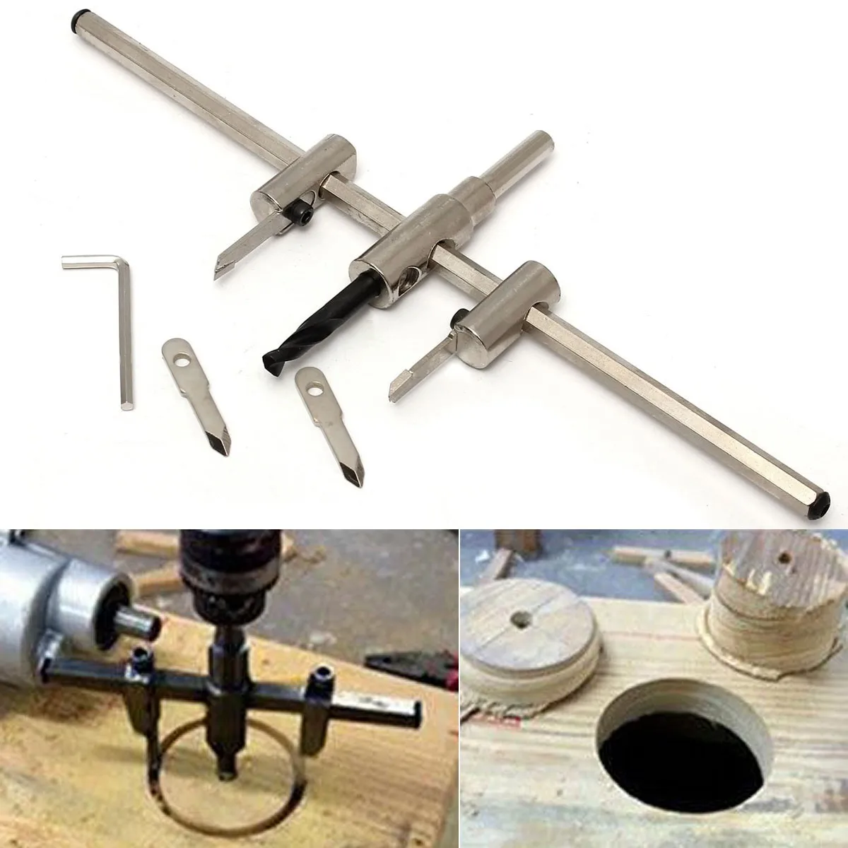 

1PCS 30-300mm Adjustable Circle Hole Cutter Set with Wood Metal Hole Saw Drill Bit for DIY Woodworking Cutter Kit
