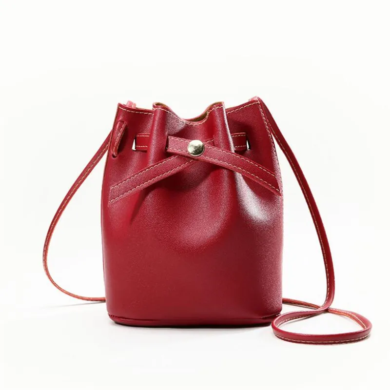 

Women Handbag Small Bucket Shape Women Messenger Bags Female candy color mini Handbags PU Leather Shoulder Crossbody Bag Bolsa