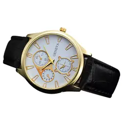 2018 ретро-дизайн кожаный ремешок аналоговые сплава кварцевые наручные часы Мода; мужские часы Мужчины классика Бизнес часы 20