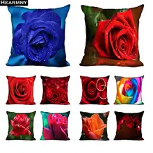 Custom Decorative Pillowcase Rose Flowers Square Zippered Pillow Cover 35X35 40x40 45x45cm One Side