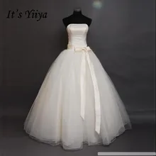 Это Yiiya с бантом на талии Дешевые свадебные бальные платья белые свадебные платья без бретелек настоящая фотография размера плюс Vestidos De Novia MXXN011