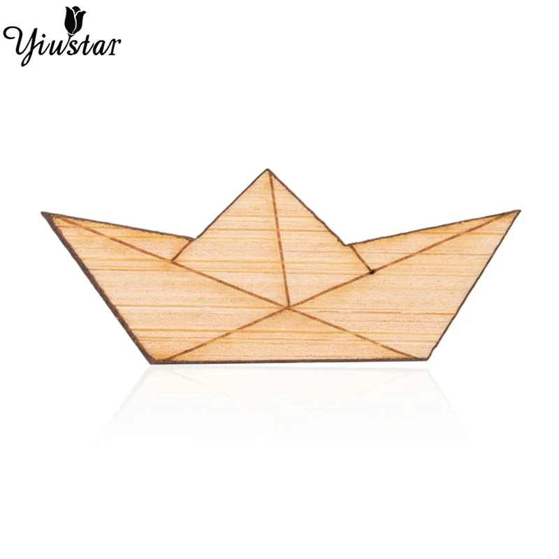 

Yiustar Colorful Generous Simple Paper Boat Lapel Pin Wooden Brooch Pin Exquisite Elegant Charm Pin for Women Girls Party Gifts